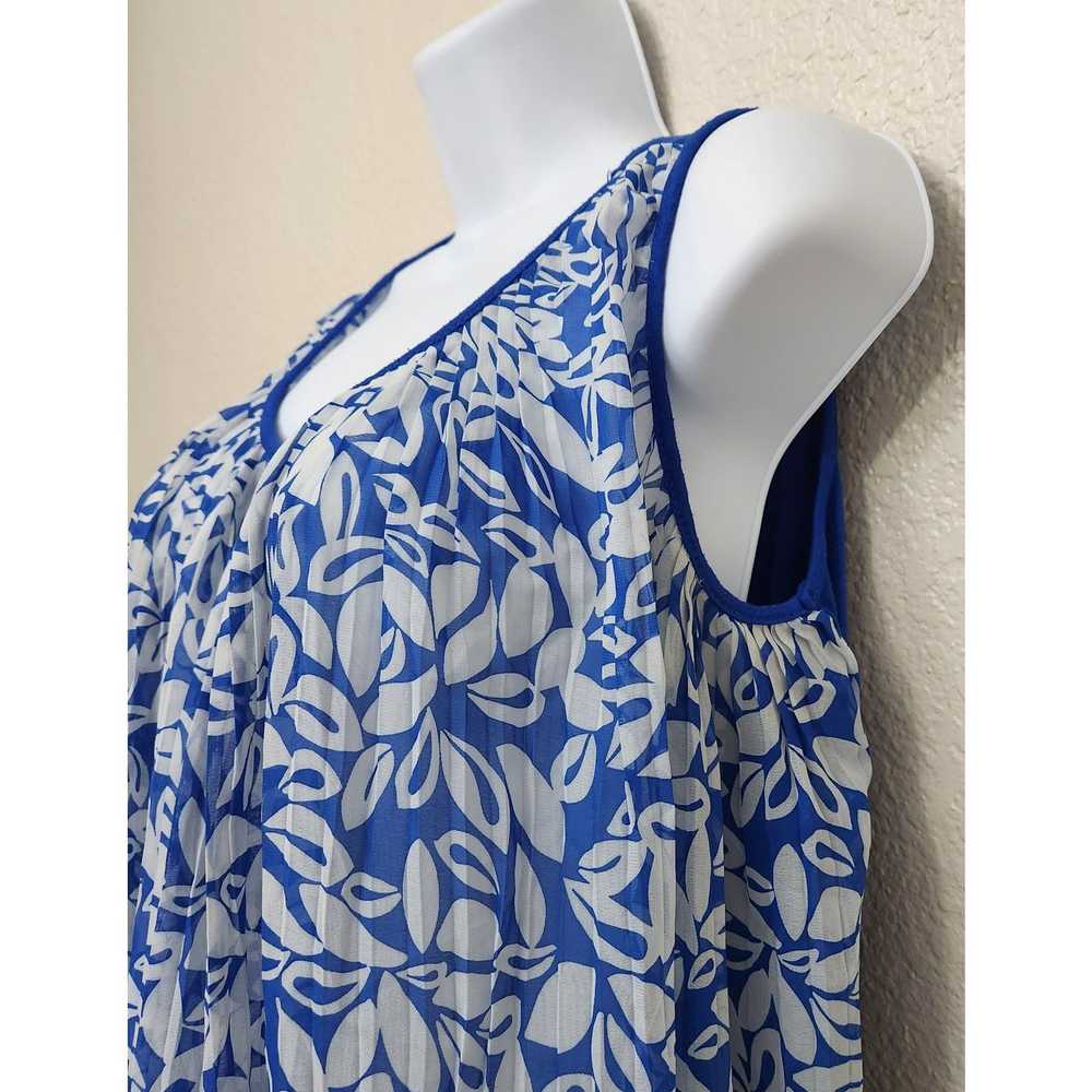 Covington Covington Blue White Floral Pleated Sle… - image 4