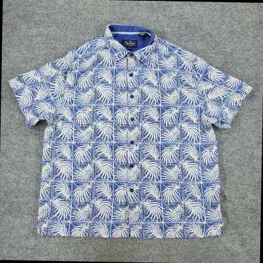 Nat Nast Blue Silk Aloha Button Front Pocket Shor… - image 1