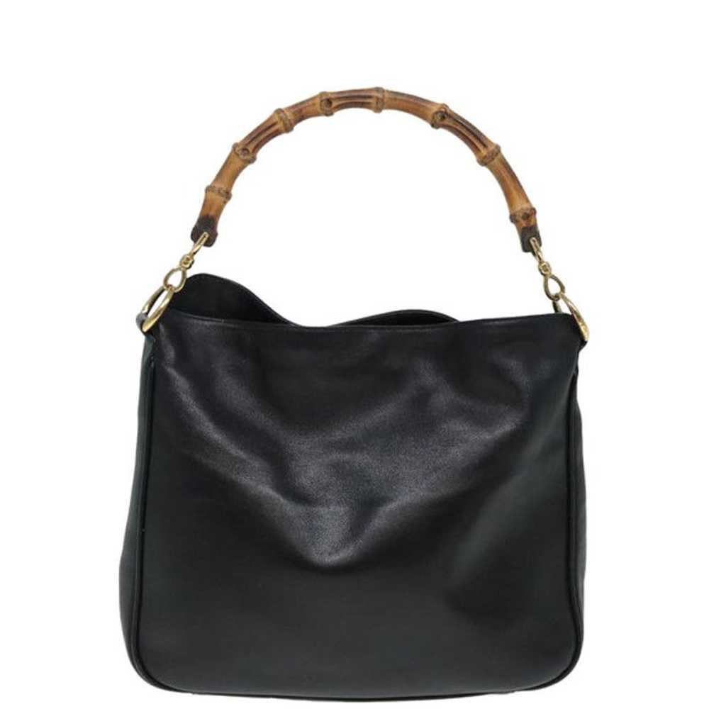 Gucci GUCCI Bamboo Shoulder Bag Leather Black - image 2