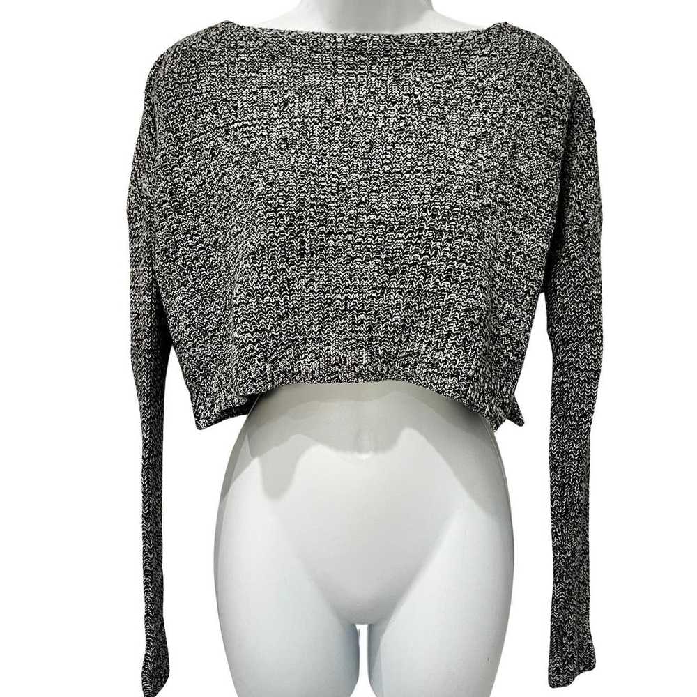 Express Express Gray White Black Knit Crop Long S… - image 1