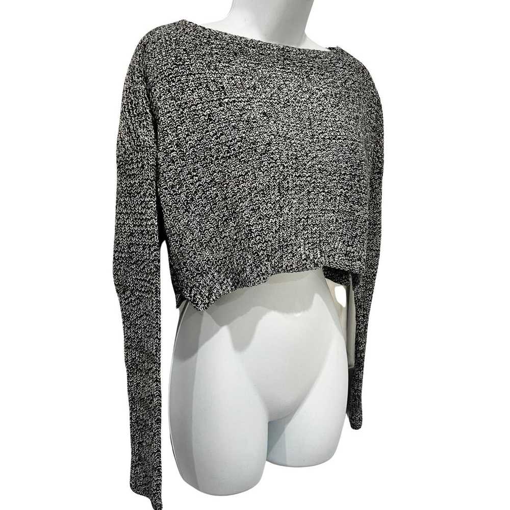 Express Express Gray White Black Knit Crop Long S… - image 2