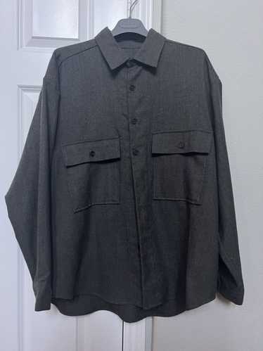 Evan Kinori Grey glencheck wool big shirt L