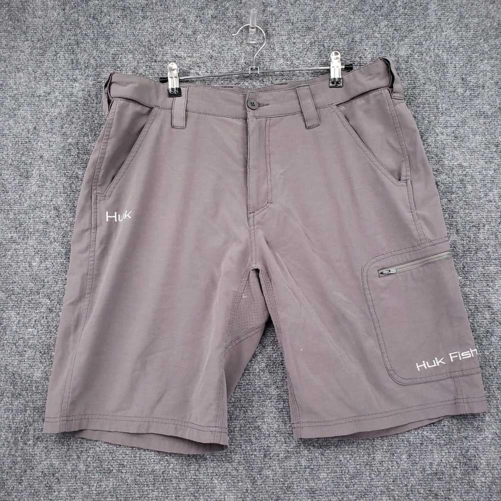 Vintage Mens Large Gray Performance Fishing Short… - image 1