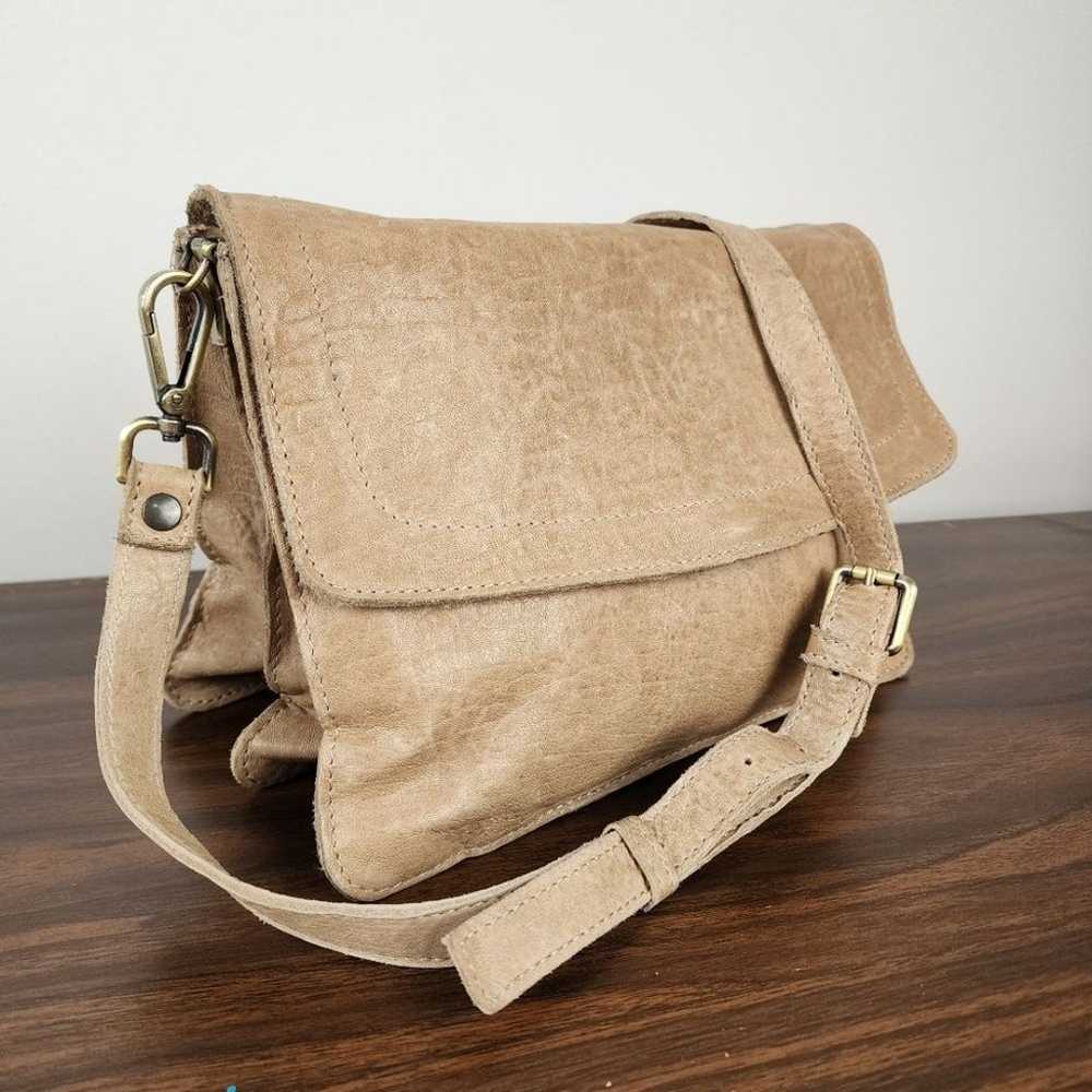 Maxon Italian Leather Tan Crossbody Messenger Sho… - image 1