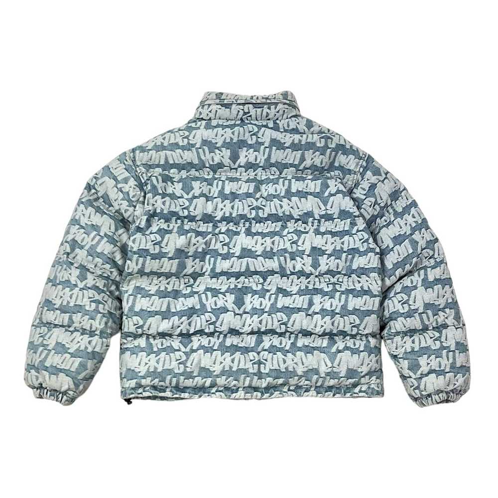 Supreme Fat Tip Jacquard Denim Puffer Jacket Blue - image 2