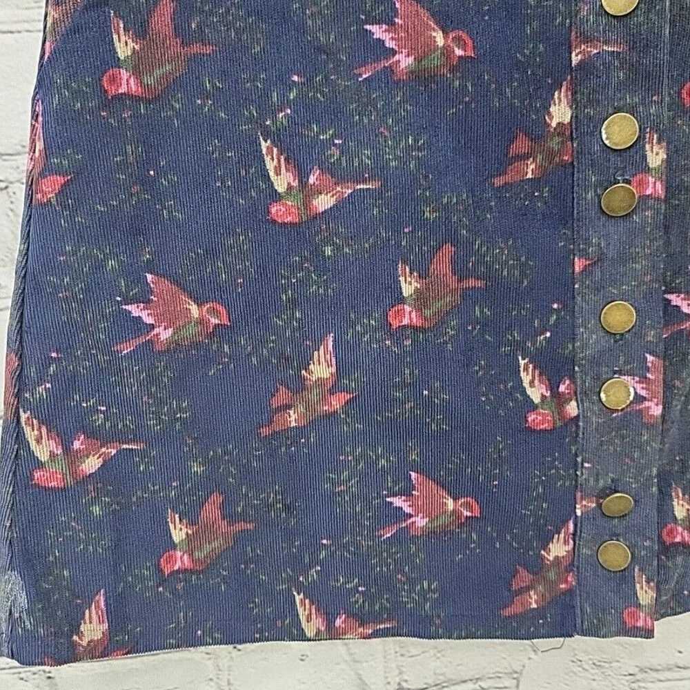 Vintage Mini A Line Corduroy Ethereal Bird Print … - image 2