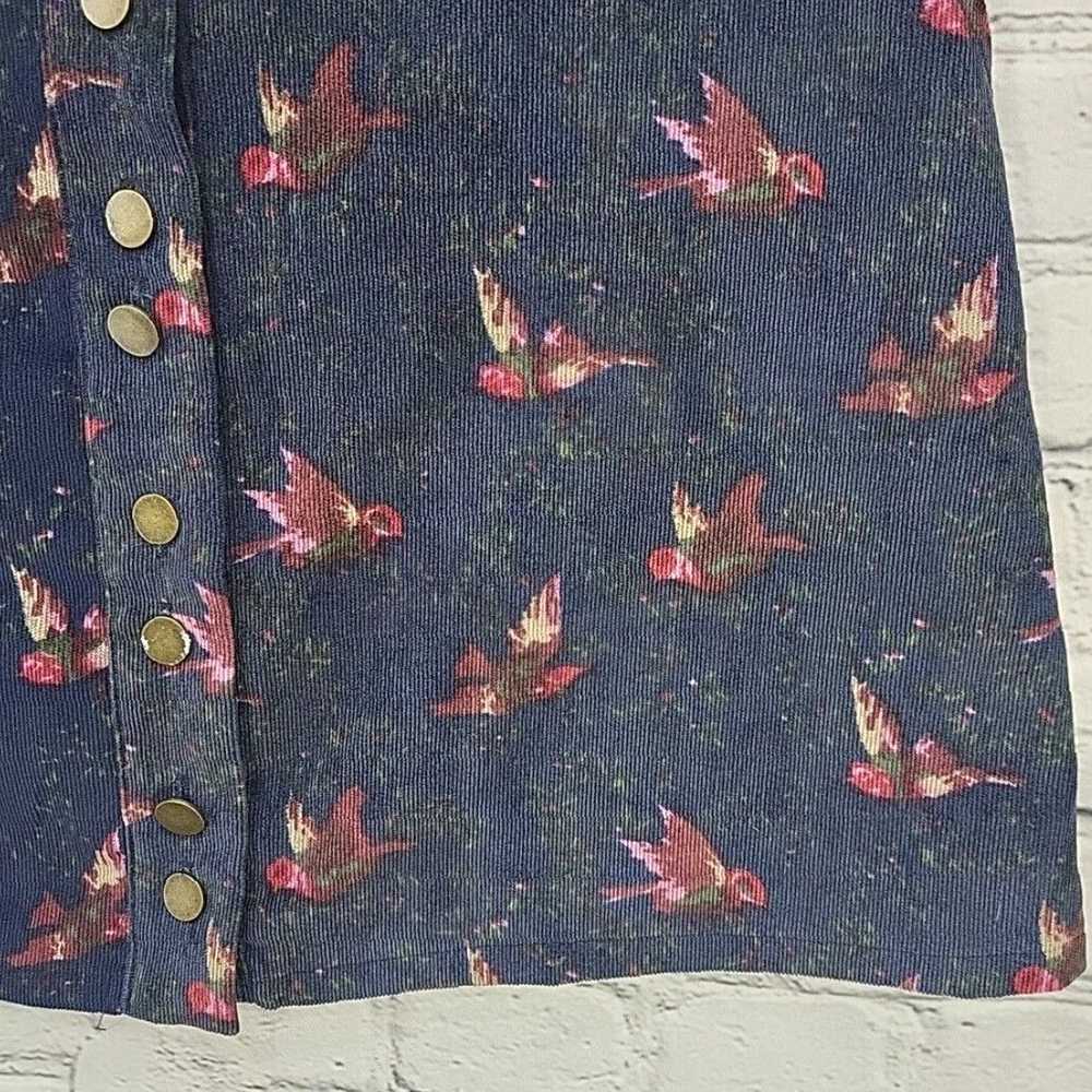 Vintage Mini A Line Corduroy Ethereal Bird Print … - image 3