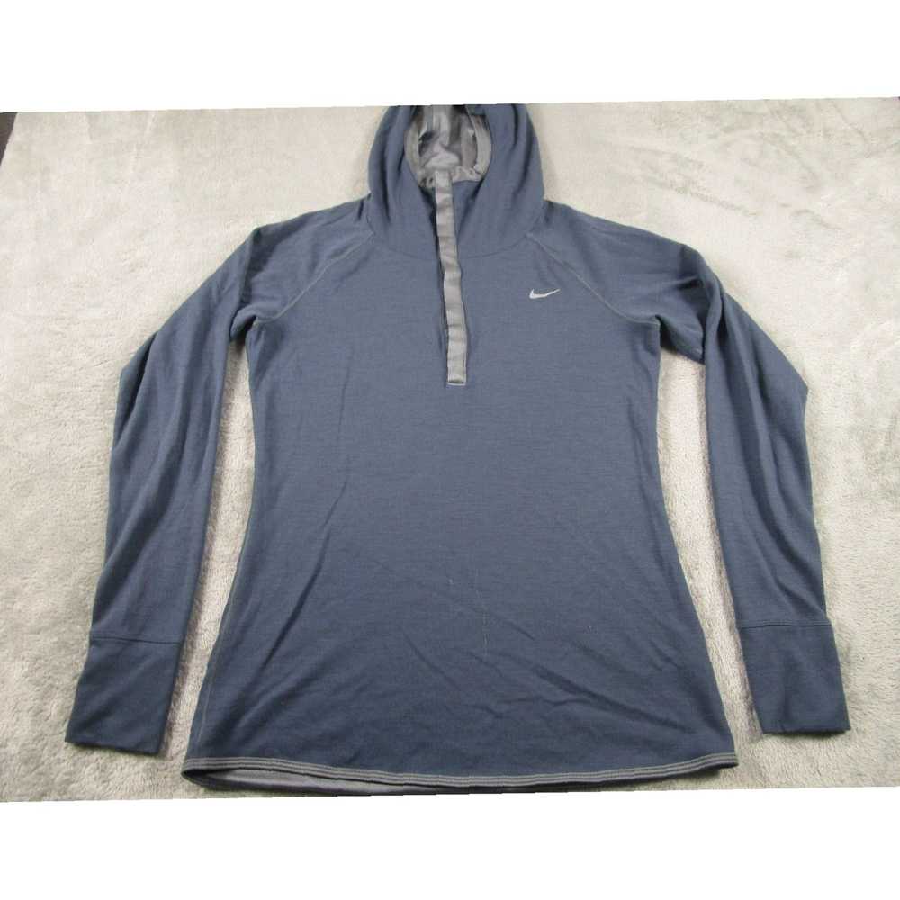 Nike Nike Large Blue Hooded Wool Blend Dri Fit Pu… - image 1