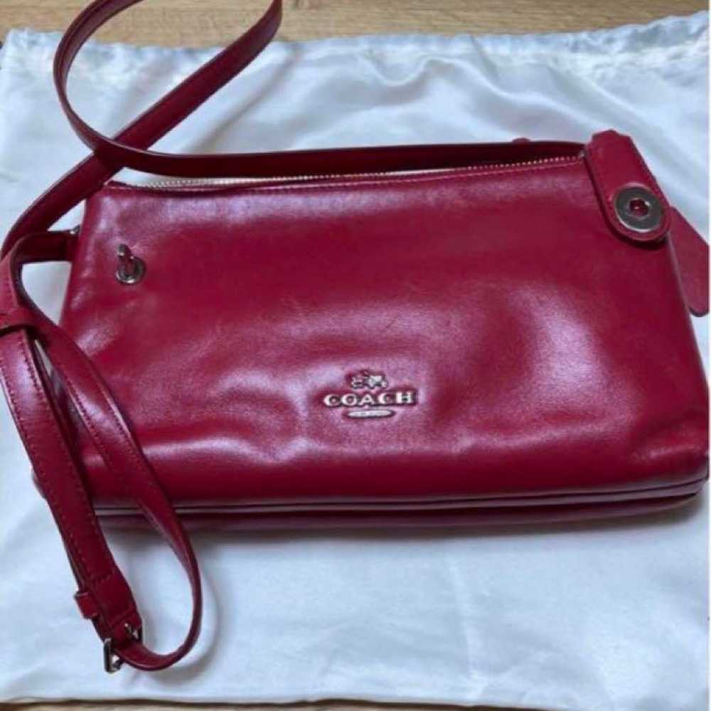 Old Coach COACH red leather shoulder bag across t… - image 1