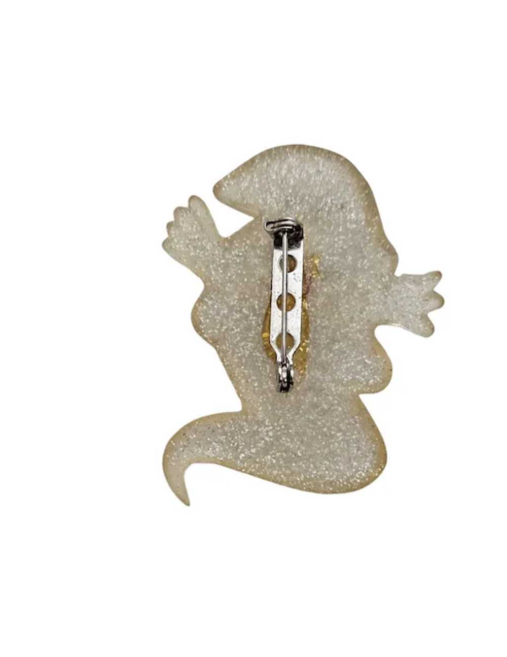 Clear Glitter Ghost Halloween Pin L439 - image 5