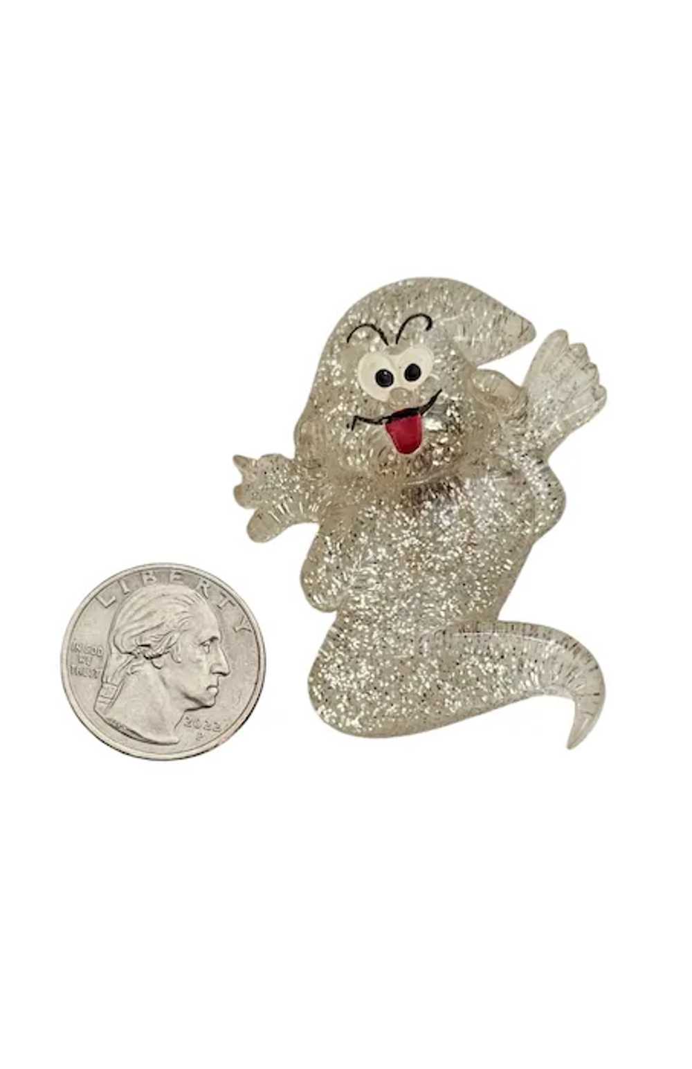 Clear Glitter Ghost Halloween Pin L439 - image 6