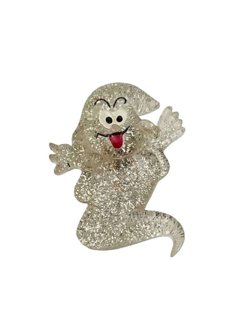 Clear Glitter Ghost Halloween Pin L439 - image 8