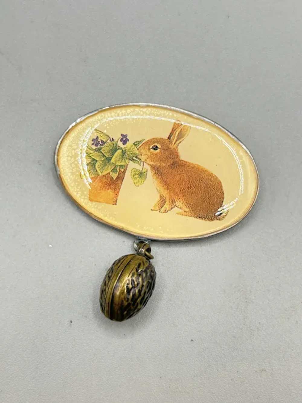 Marjolein Bastin 1999 Bunny Brooch Pin Dangling C… - image 2