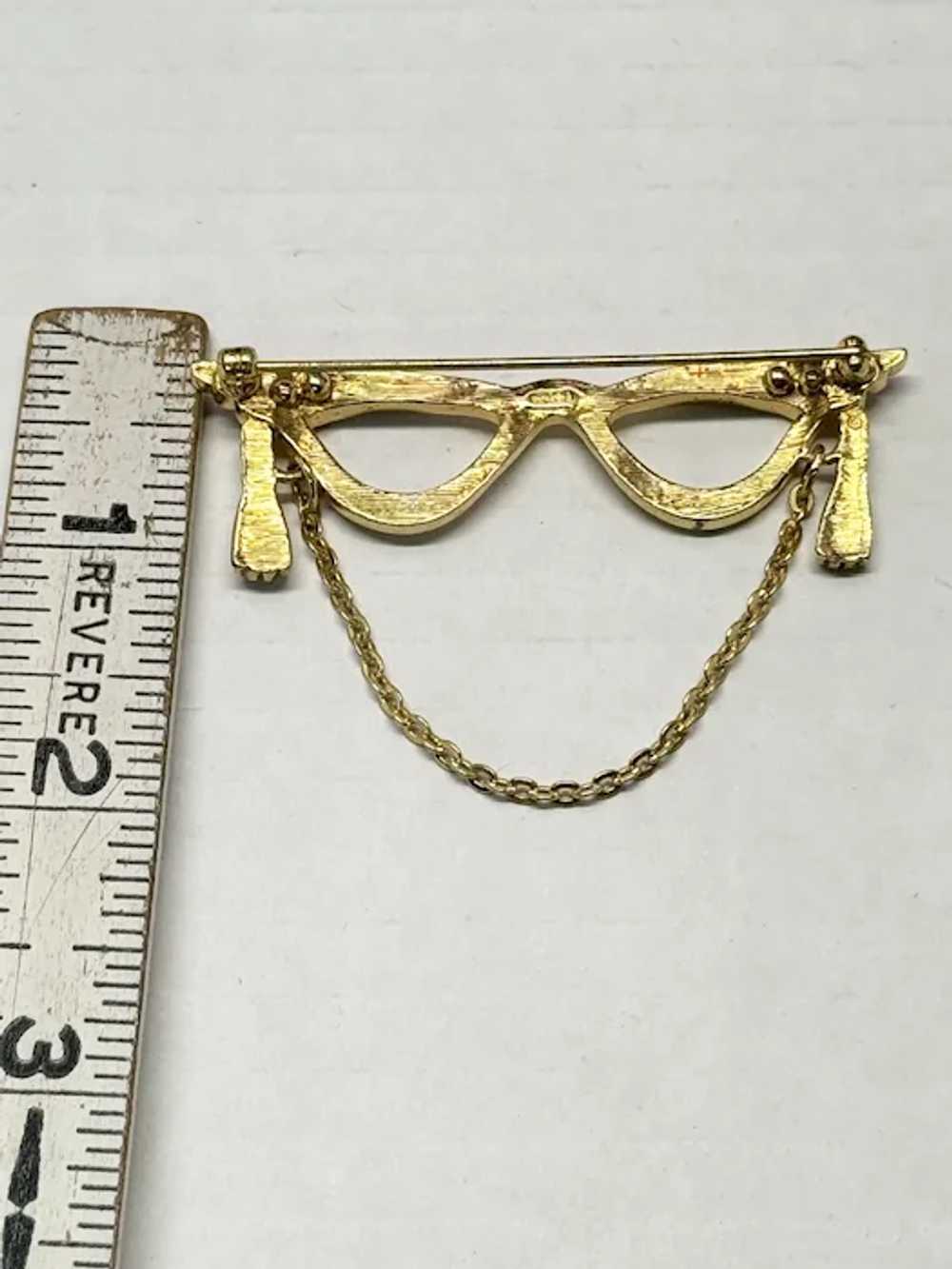 Vintage Avon Rhinestone glasses brooch pin - image 3