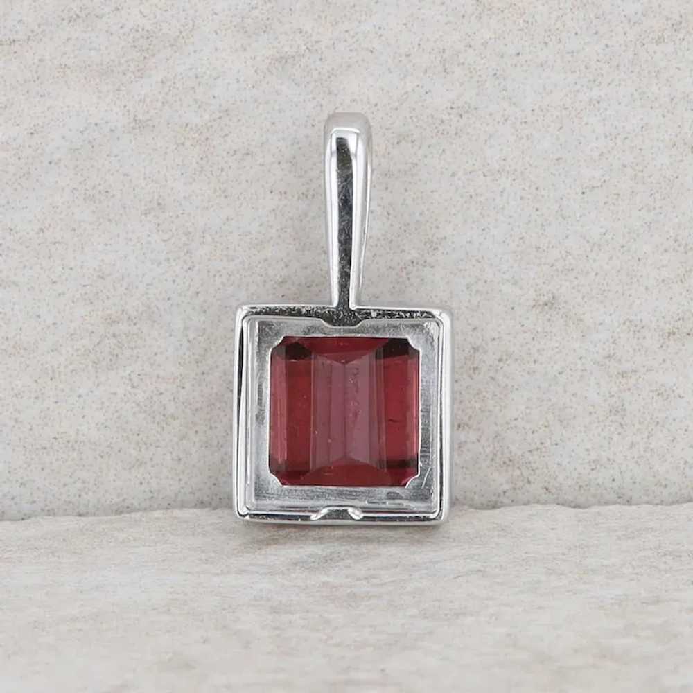 14k White Gold Diamond and Pink Tourmaline Square… - image 2