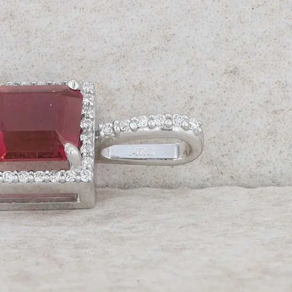 14k White Gold Diamond and Pink Tourmaline Square… - image 3