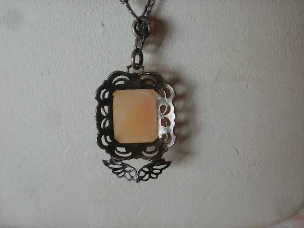 Edwardian Sterling Filigree Cameo Necklace - image 5