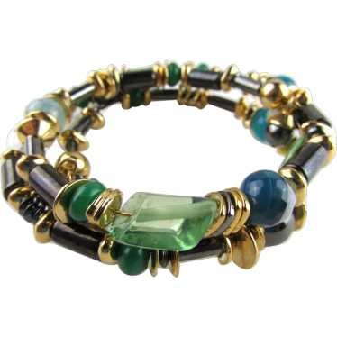 RLM Soho Wrap Around Bracelet Combining Green Sto… - image 1