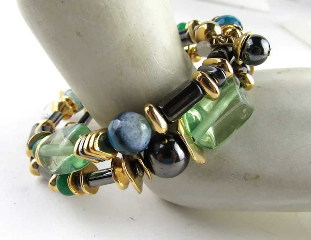 RLM Soho Wrap Around Bracelet Combining Green Sto… - image 4