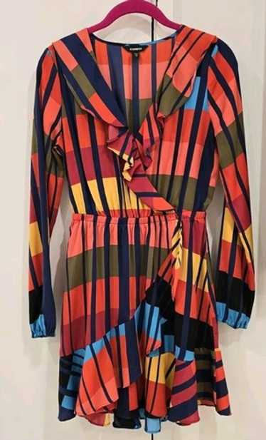 Express Color block elastic waist ruffle wrap sty… - image 1