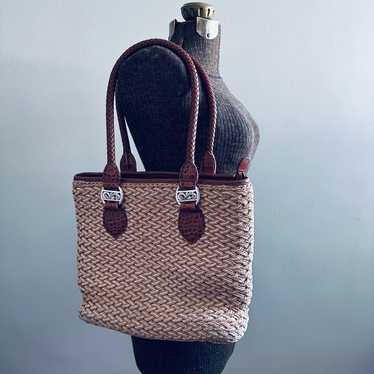 Brighton brown and cream jute wicker tote