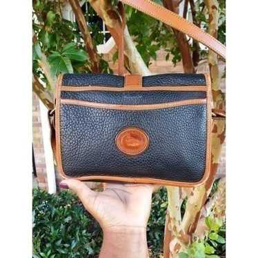 Vtg Dooney & Bourke Leather Brown & Black Crossbod