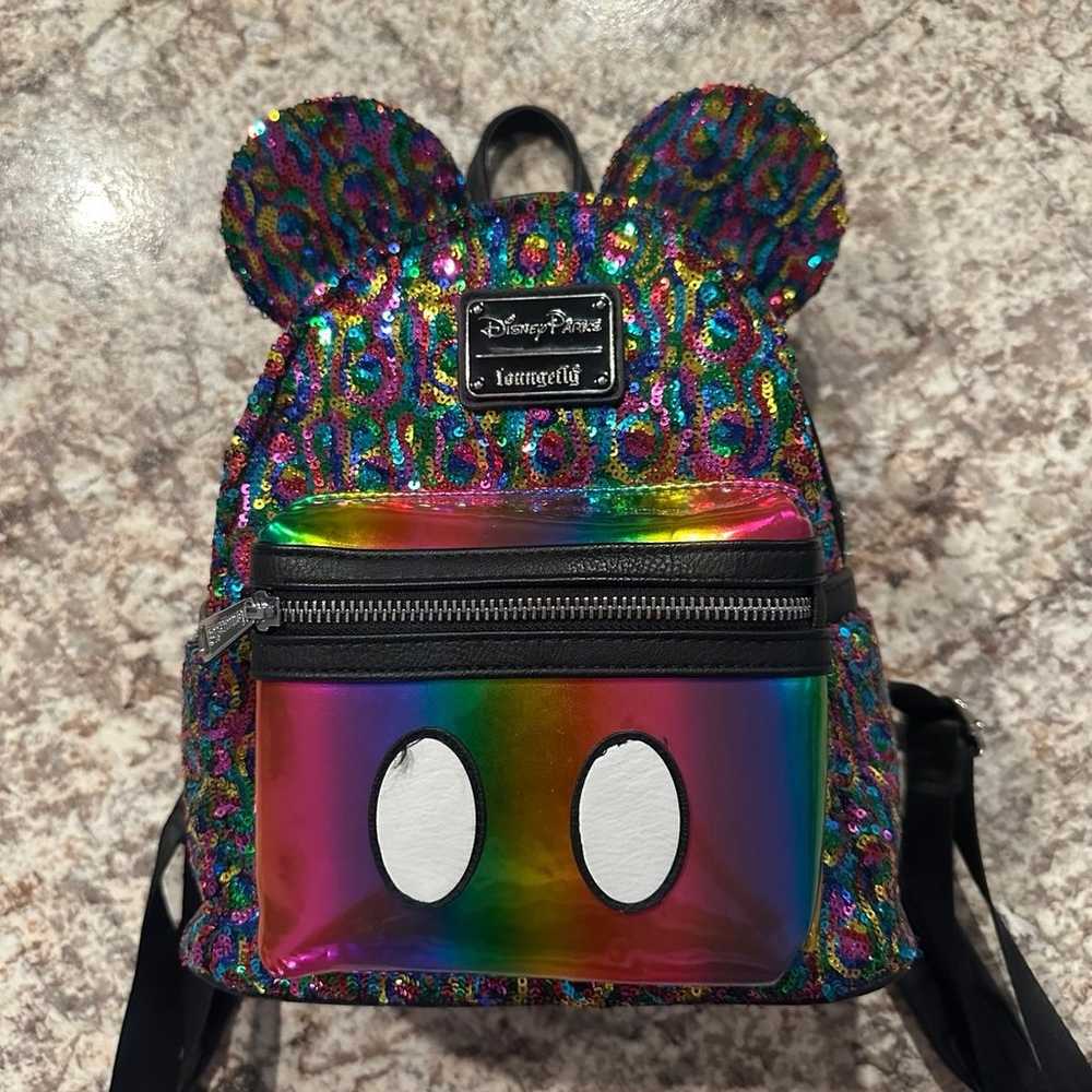 Disney Parks Loungefly Sequin Mickey Rainbow Prid… - image 1