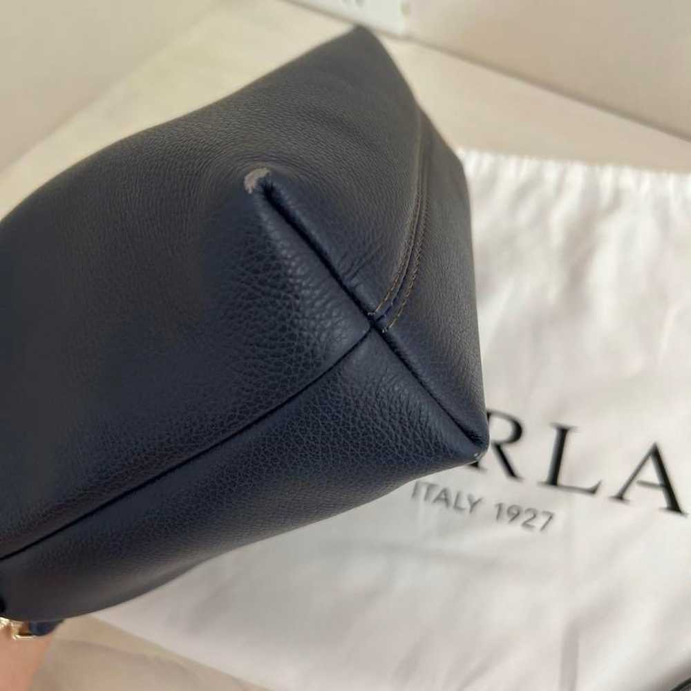 FURLA Navy Leather Shoulder Bag with Storage Bag … - image 9