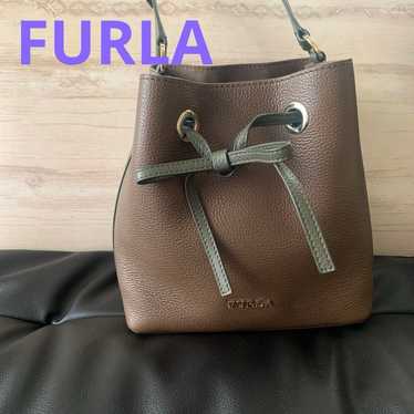 FURLA Drawstring Bicolor Shoulder Bag Costanza Br… - image 1