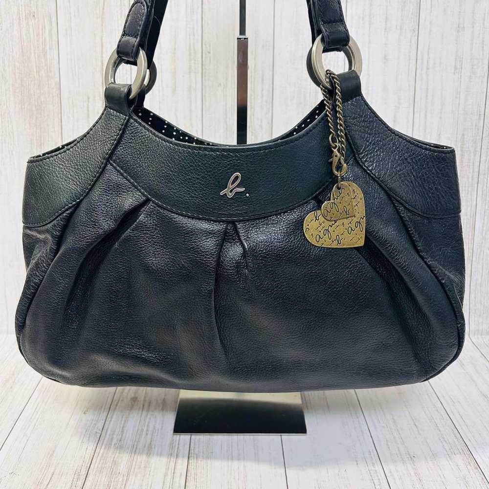 Agnes B. Tote Bag Shoulder Bag Leather Grained Le… - image 11