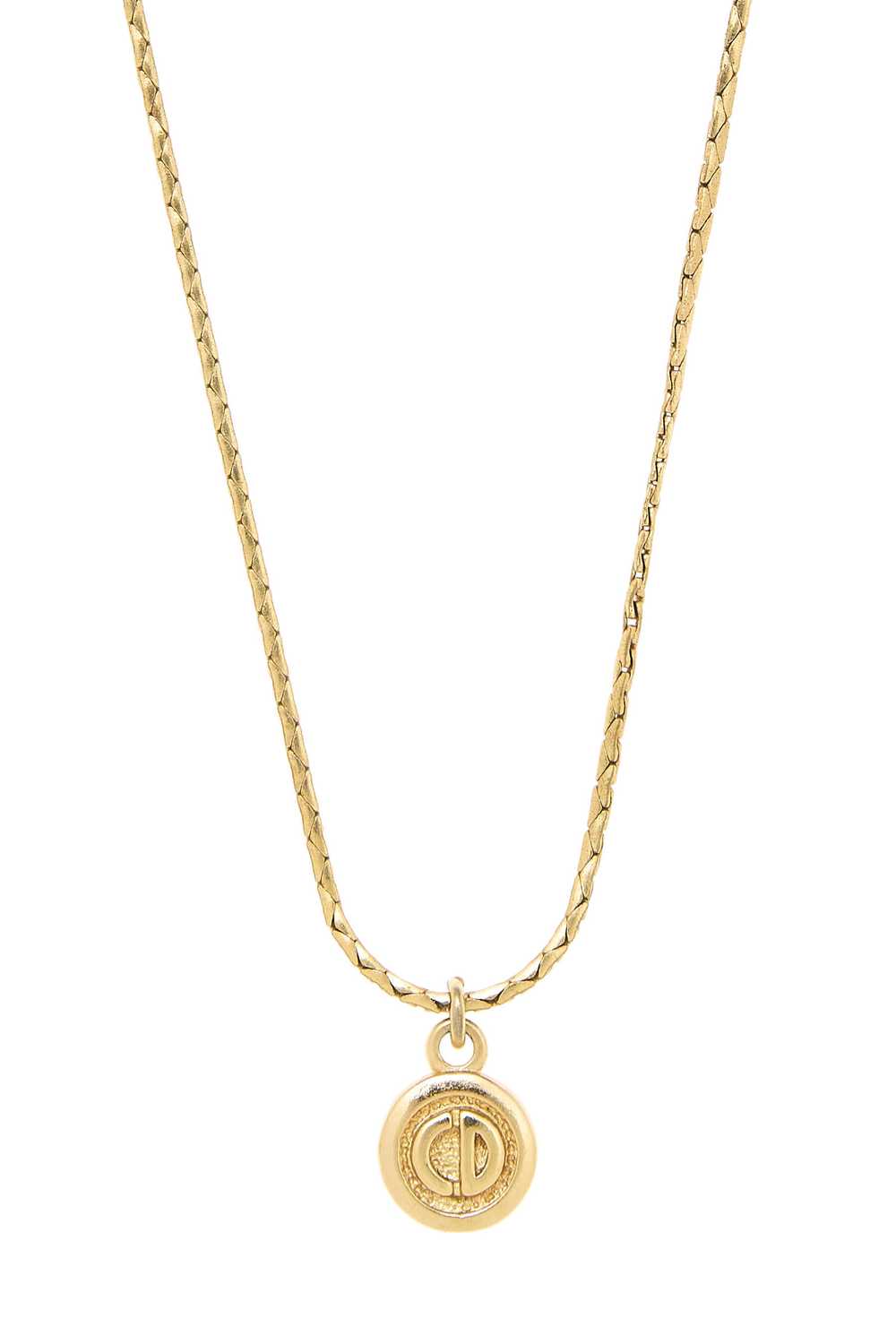 Gold Round 'CD' Necklace - image 2