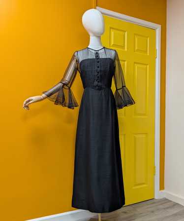 Gorgeous 1960s Jean Varon black maxi dress - Size… - image 1