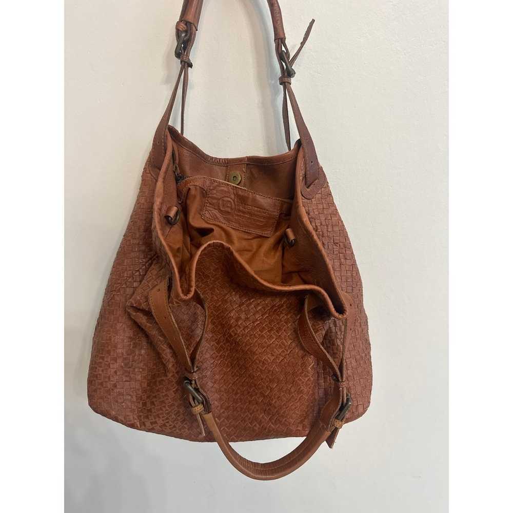 Valentina Purse Brown Woven Leather Tote Handbag - image 4