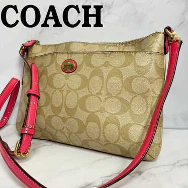 B344【Popular】Coach signature shoulder bag PVC leat