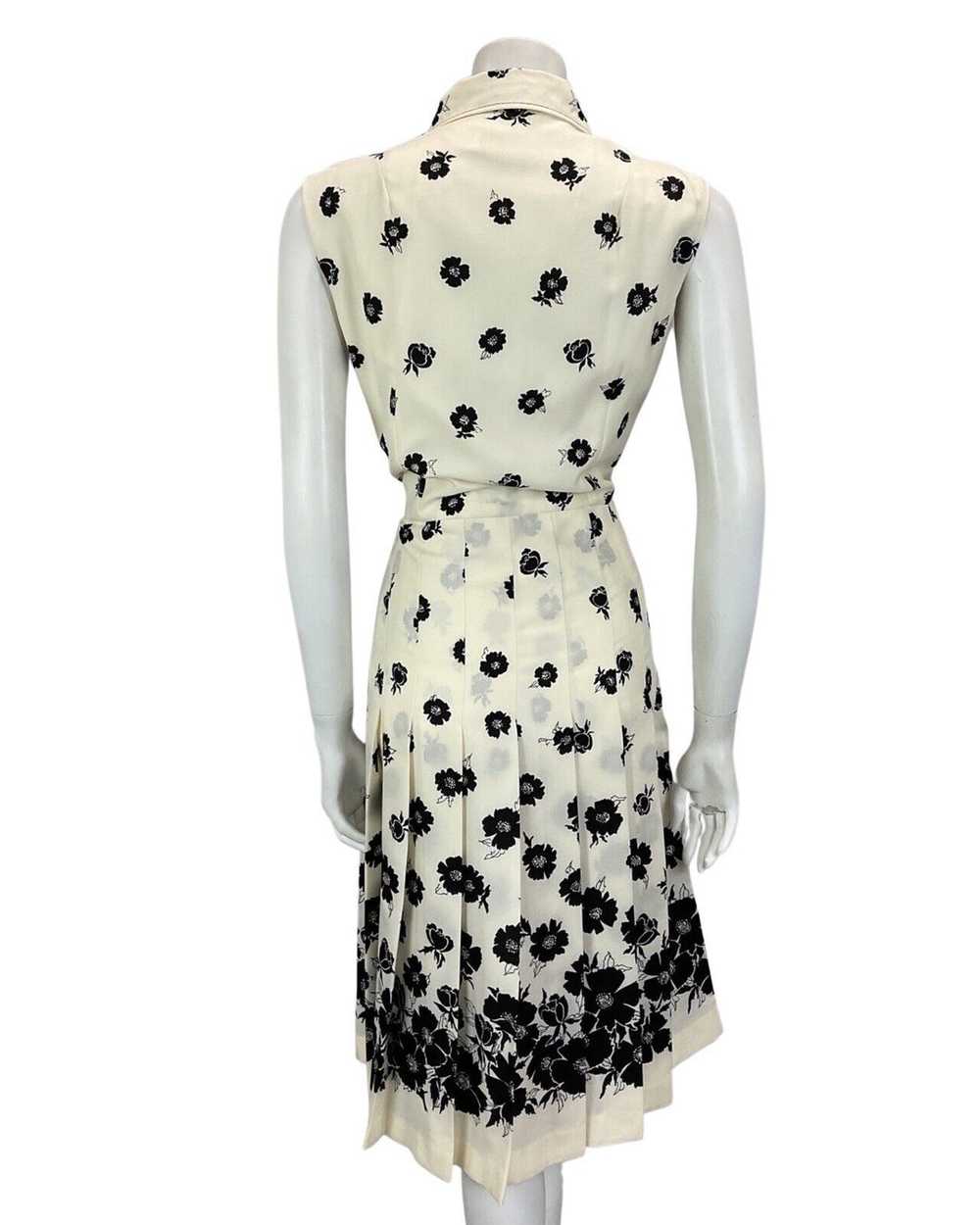 VTG 60S 70S OFF WHITE BLACK FLORAL PATTERNED BOHO… - image 6