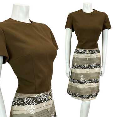 VTG 60S 70S BROWN BEIGE TAN STRIPED PRINT BOHO MO… - image 1