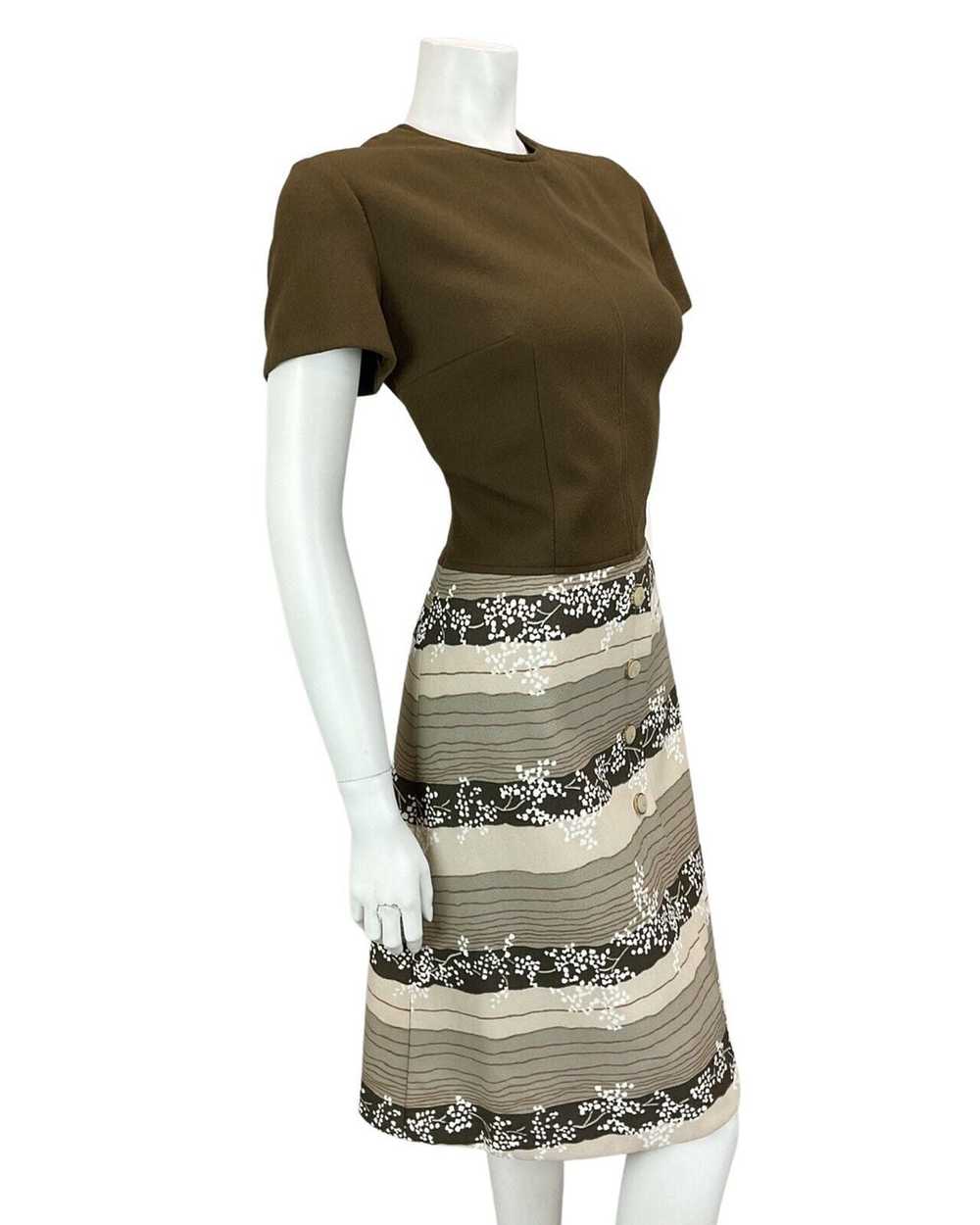 VTG 60S 70S BROWN BEIGE TAN STRIPED PRINT BOHO MO… - image 2