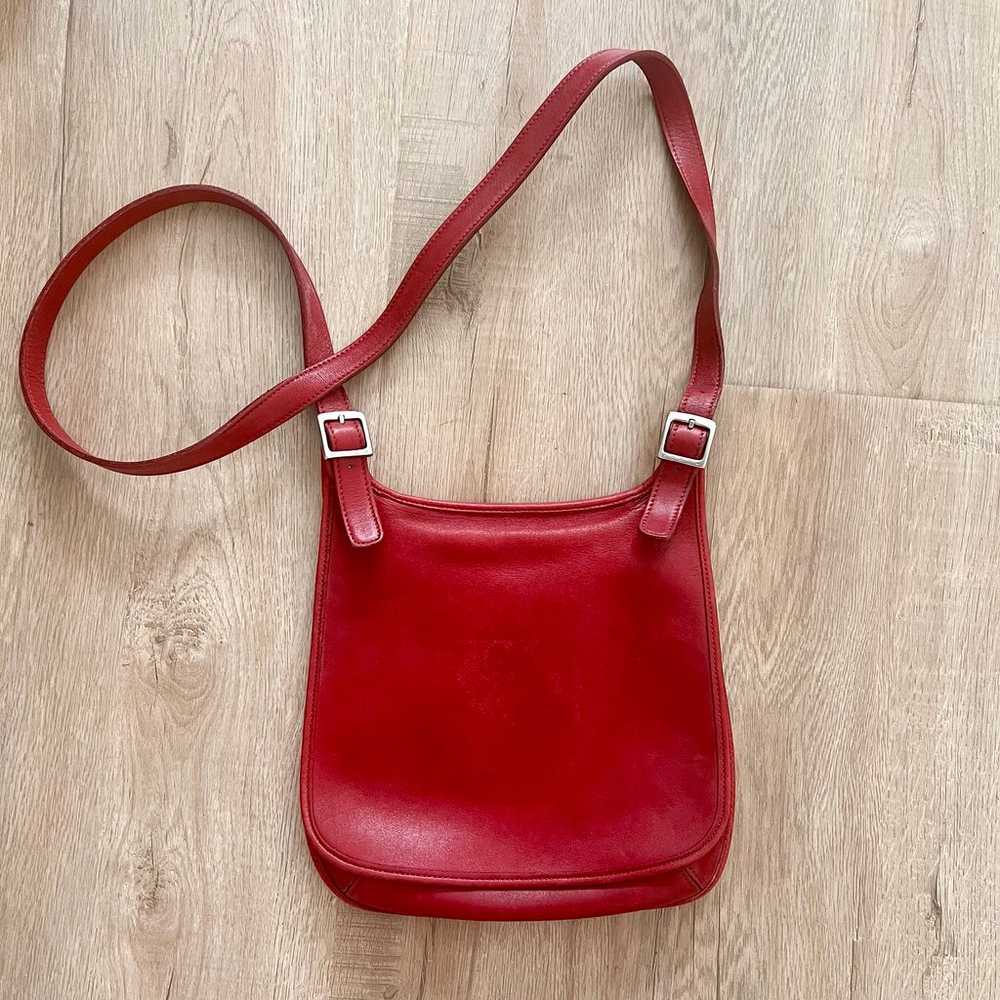 Vintage Coach 9135 Red Leather Slim Hippie Flap S… - image 1