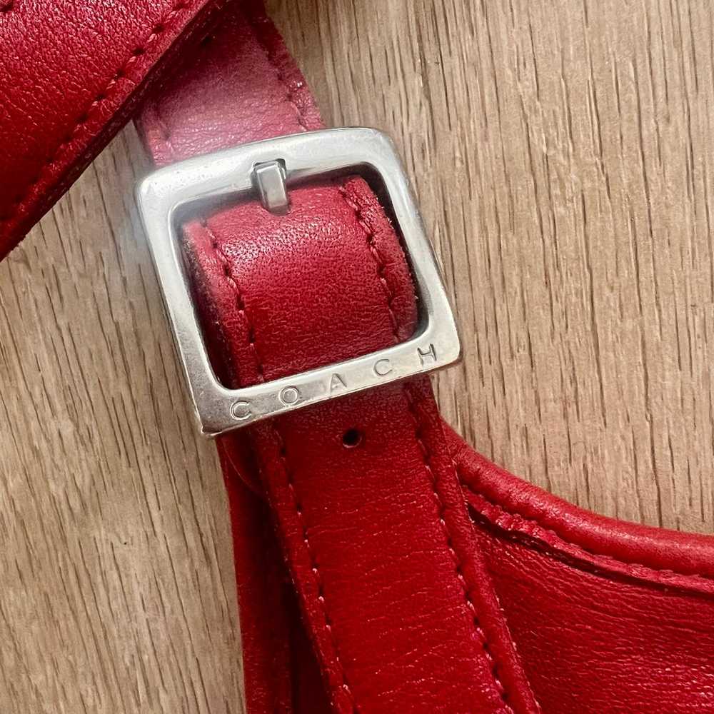 Vintage Coach 9135 Red Leather Slim Hippie Flap S… - image 2