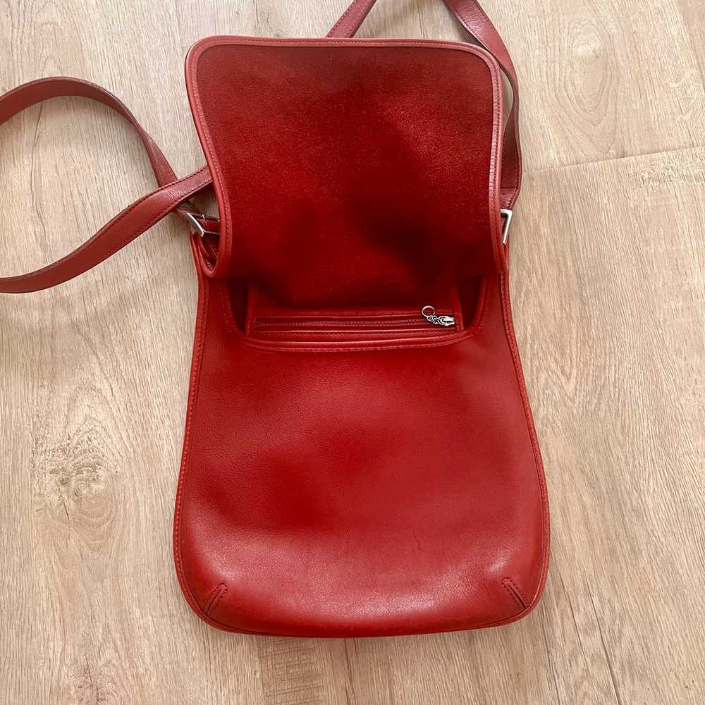 Vintage Coach 9135 Red Leather Slim Hippie Flap S… - image 4