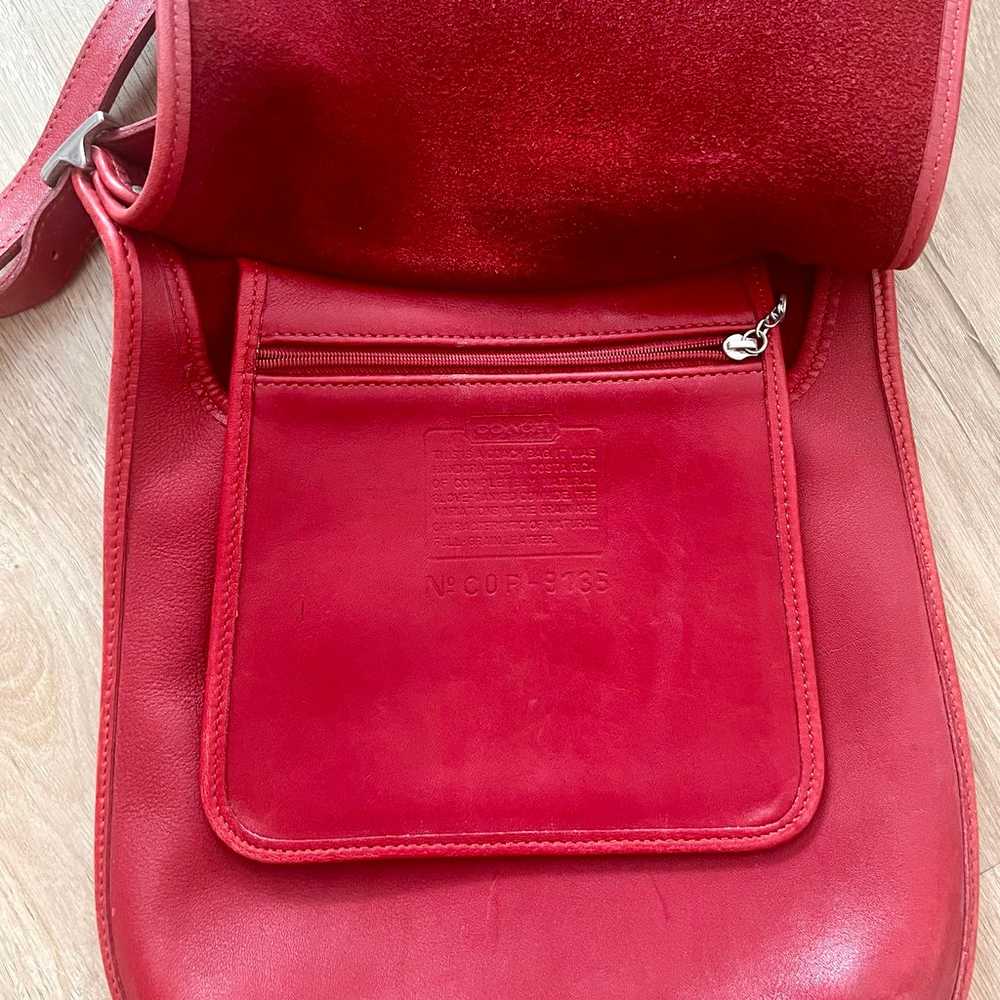 Vintage Coach 9135 Red Leather Slim Hippie Flap S… - image 5