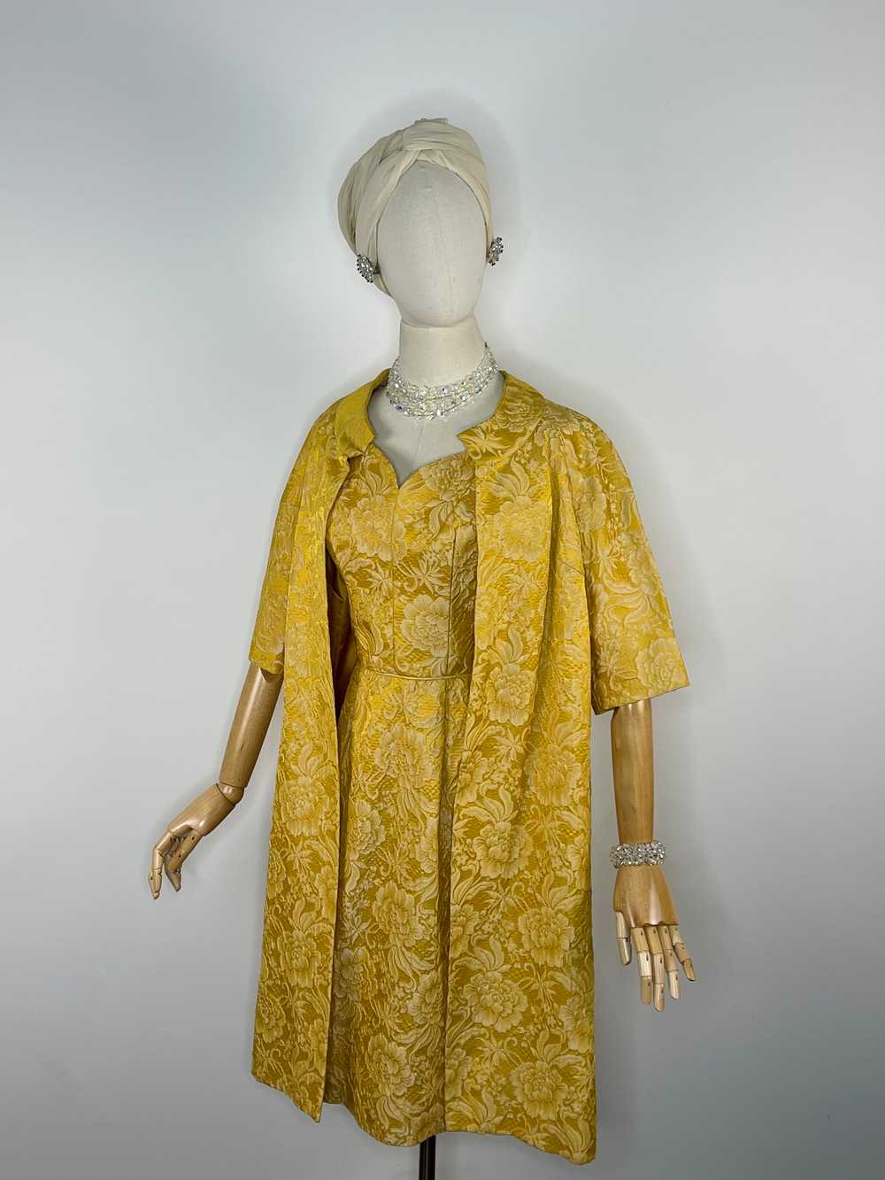 1960s golden floral matching ensemble - image 1