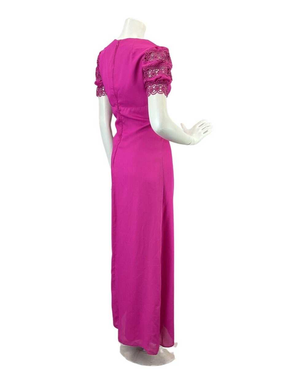 VINTAGE 60s 70s FUCHSIA PINK LACE EMPIRE LINE MOD… - image 5