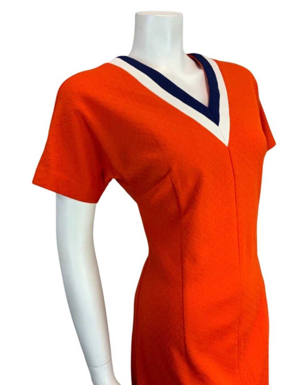 VINTAGE 60s 70s ORANGE NAVY BLUE WHITE MINI MOD N… - image 2