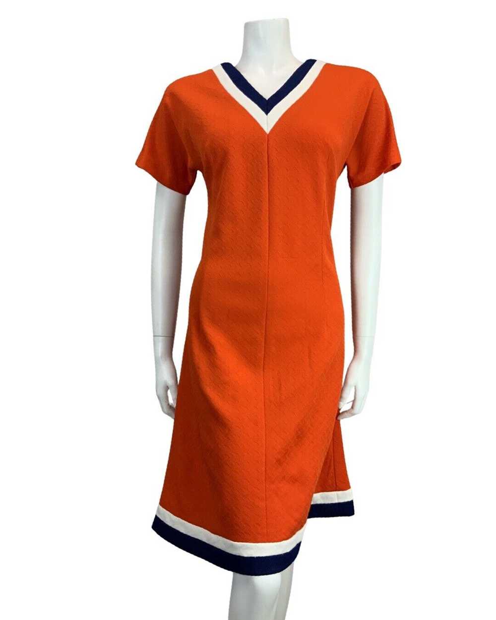 VINTAGE 60s 70s ORANGE NAVY BLUE WHITE MINI MOD N… - image 3