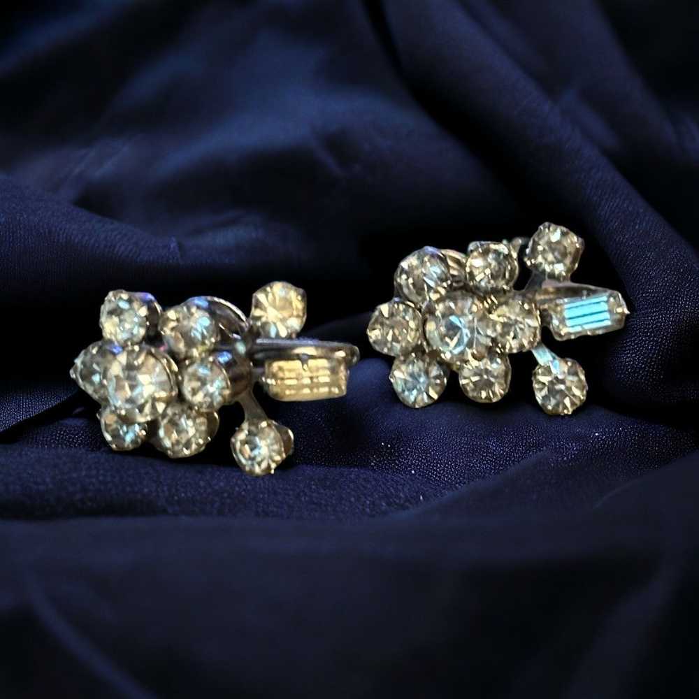 Other Vintage Coro rhinestone screw back earrings - image 2