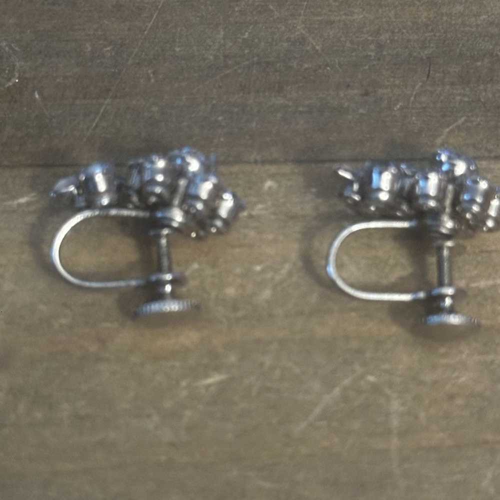 Other Vintage Coro rhinestone screw back earrings - image 3