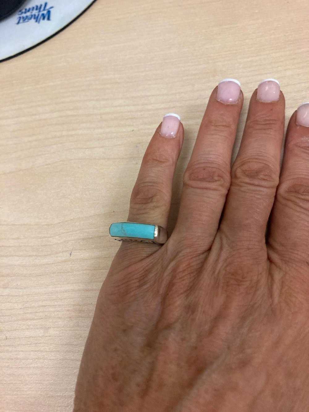 Designer Sterling and turquoise Ring Pinky ring - image 3