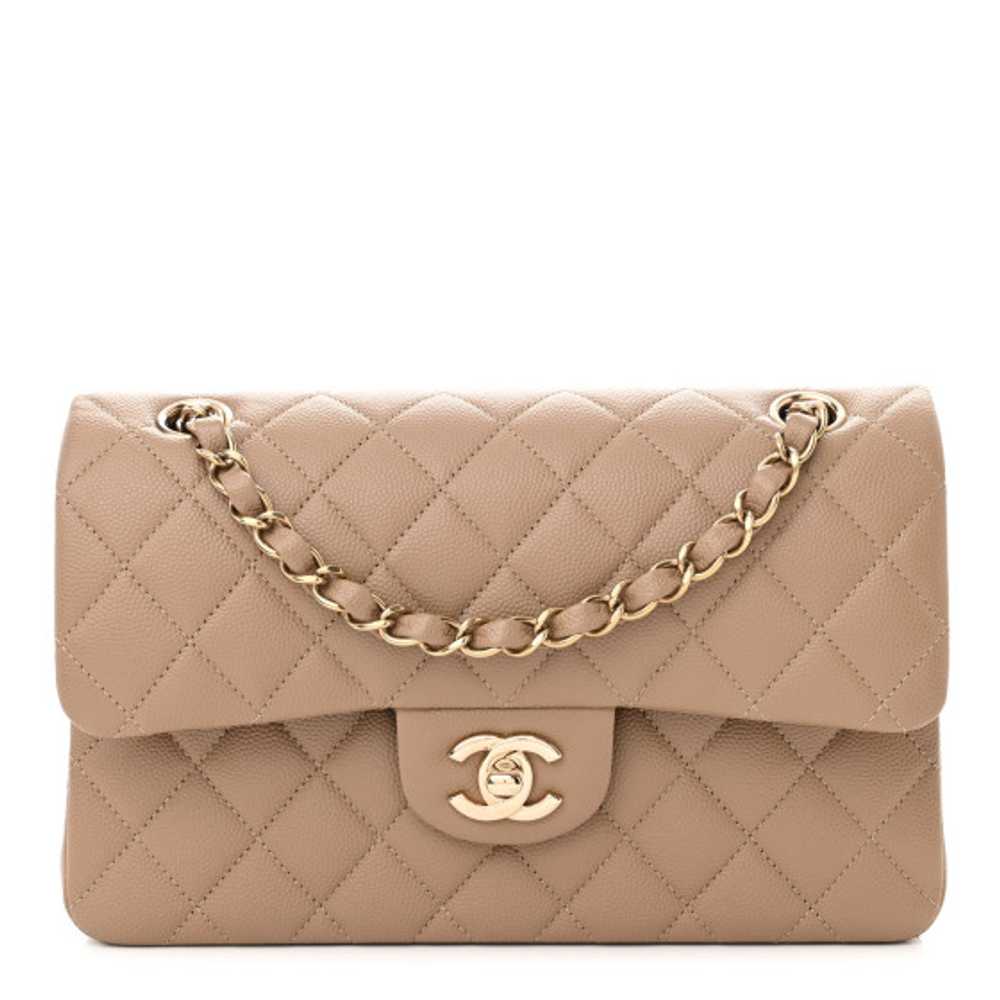 CHANEL Caviar Quilted Small Double Flap Dark Beige - image 1