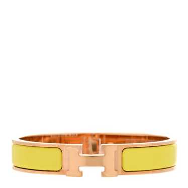 HERMES Enamel Narrow Clic Clac H Bracelet PM Jaune